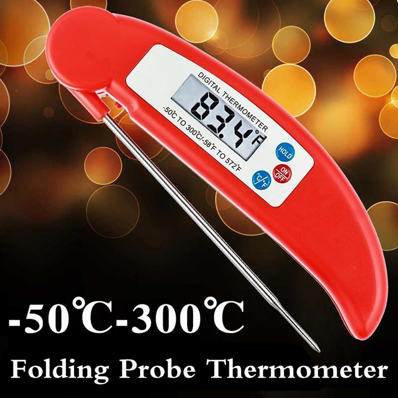 Electronic Digital Display Folding Food Thermometer Probe Stainless Steel Safe Kitchen Meat Barbecue Fast Temperature