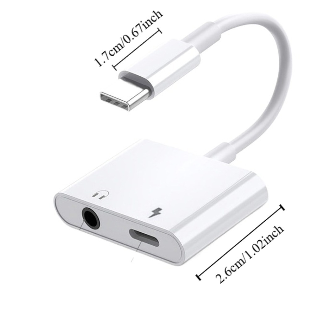 Adaptador 2 em 1 3 5mm para tipo C Conversor de fone de ouvido Cabo Aux Tipo-C para conversor tipo C Conversão portátil