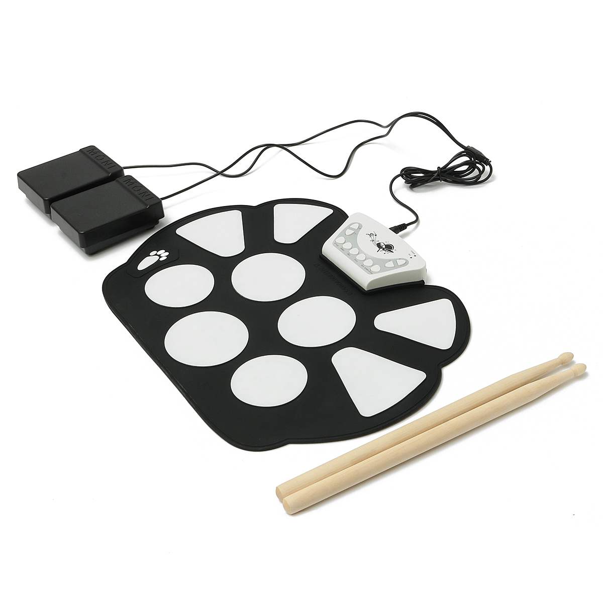 Portable USB Roll Up Drum Kit Digital Electronic Drum Set 9 Silicon Drum Pads with Drumsticks Foot Pedals for Beginners Children