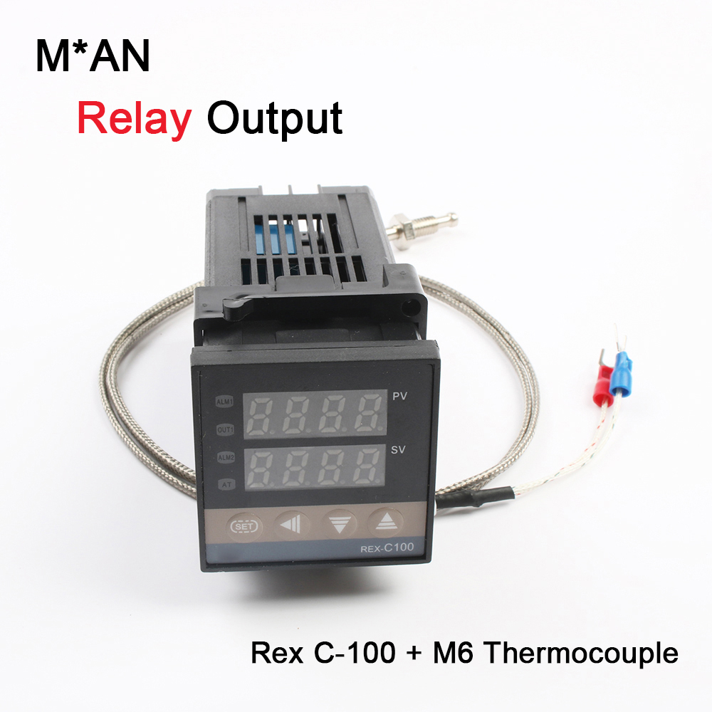110V~240V Digital PID Temperature Controller REX-C100 REX C100 thermostat + 40DA SSR Relay+ K Thermocouple 1m Probe RKC: M AN and K type