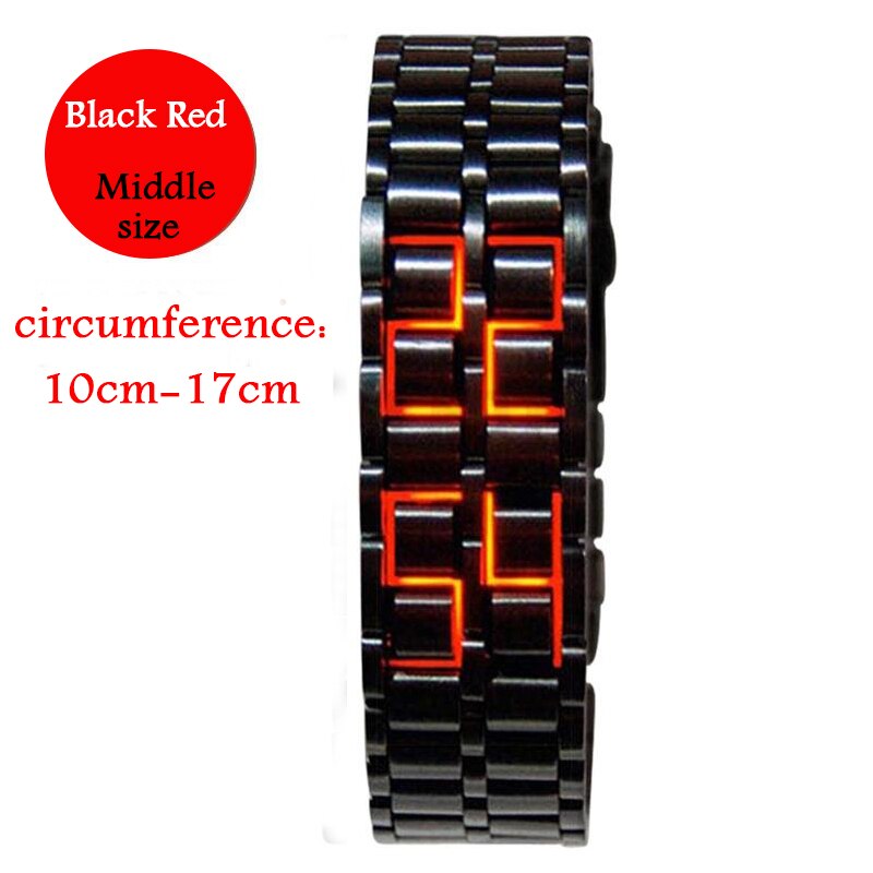 Blauw Lava Led Digitale Heren Horloge Stijl Ijzer Zwart Zilveren Armband Geïnspireerd Elektronische Horloge Часы Мужские: Black Red M