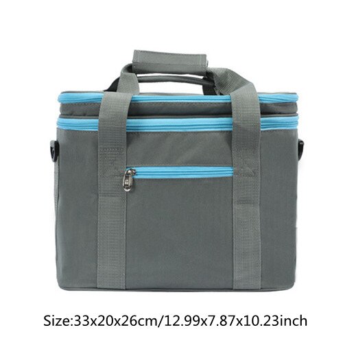 Big Capacity Cooler Bag Black Cold Thermal Picnic Lunch Tote Pouch Student Portable Milk Food Insulation Organizer Accessories: B Gray Cooler Bag