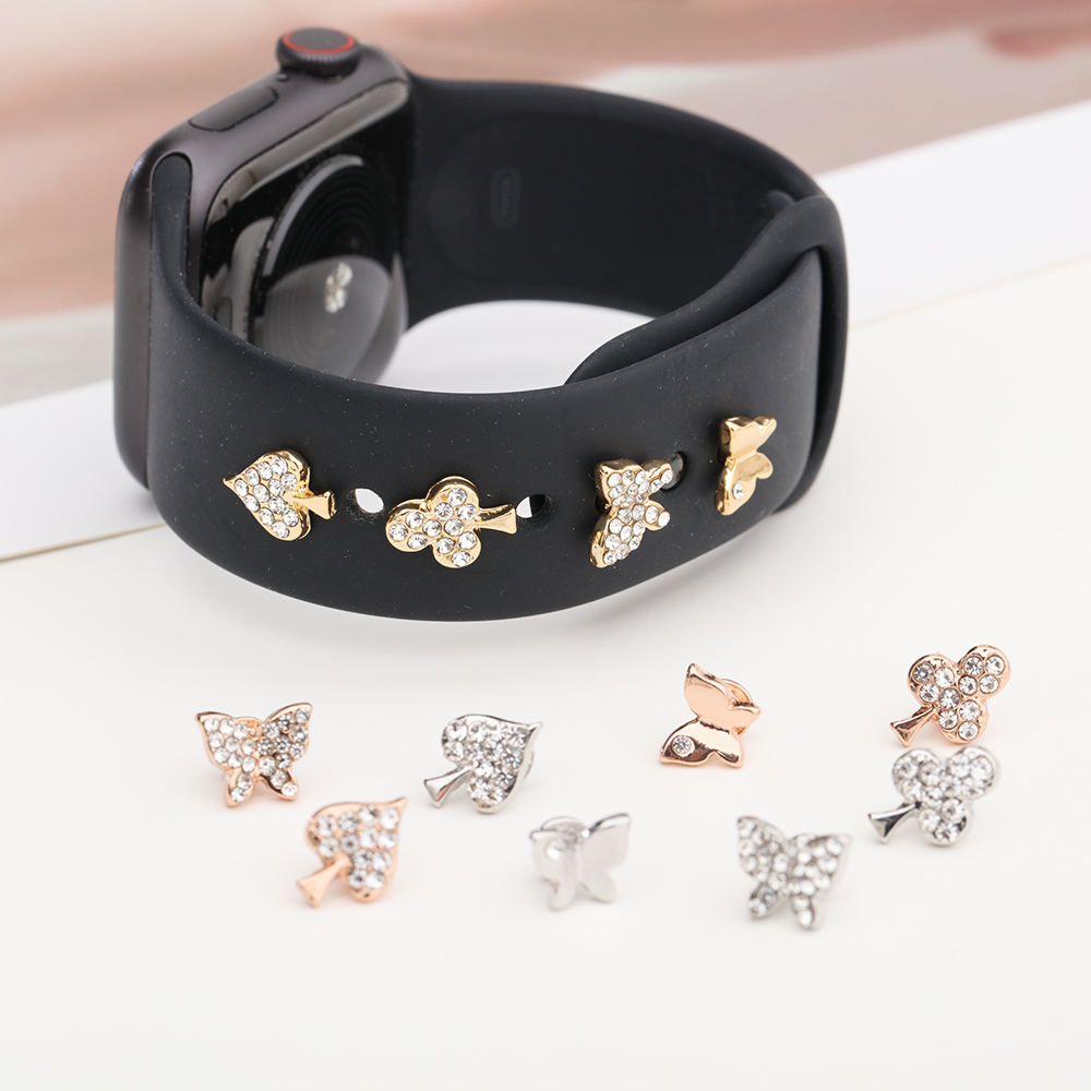 Siliconen band sieraden bedels voor Apple horlogeband/Galaxy horloge 4/klassieke armband metalen decoratie voor iWatch serie 7 6 5 3 se