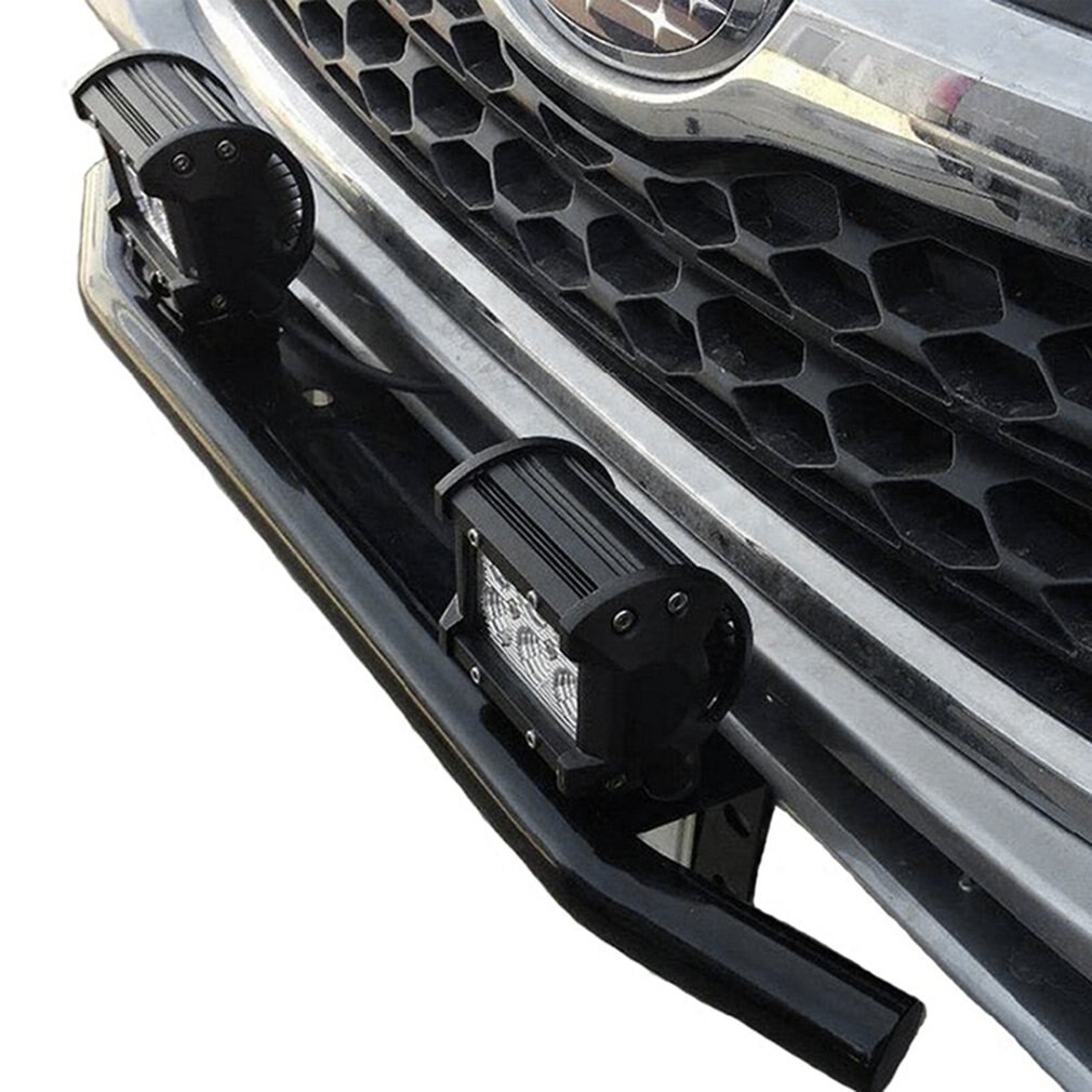 Aluminum Truck Car Vehicle Front Bumper Number Plate Holder LED Light Bar Mount Bracket Frame Black