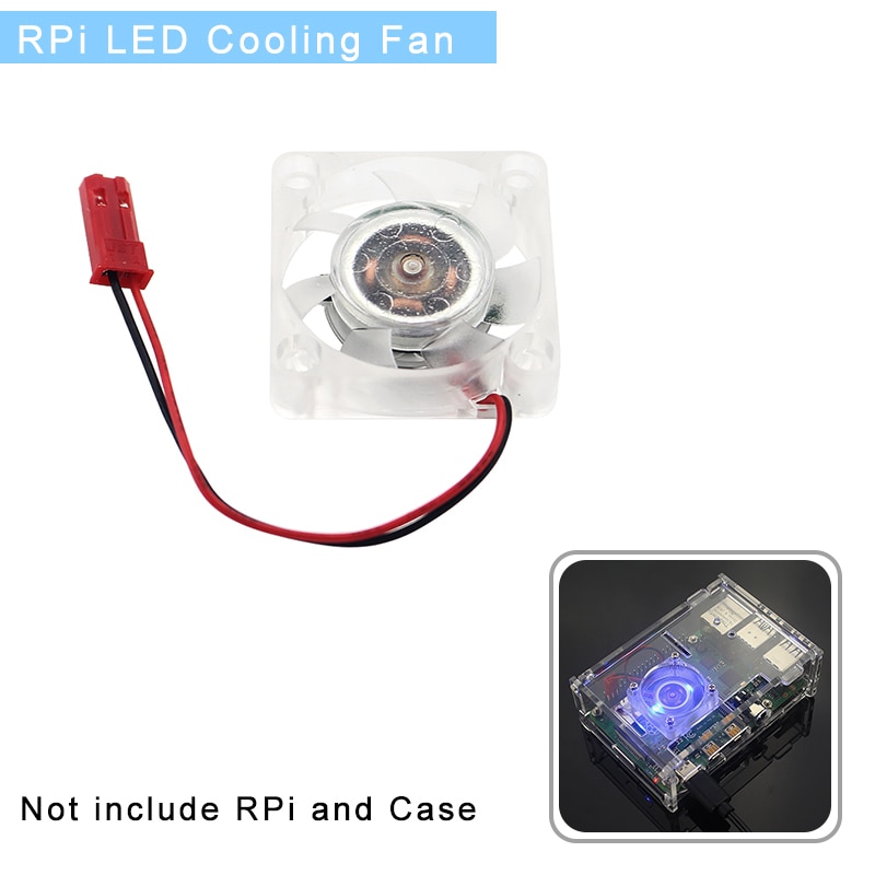 Framboesa pi bule luz ventilador de refrigeração led cooler com 2 luz led para raspberry pi 4/3b/3b +