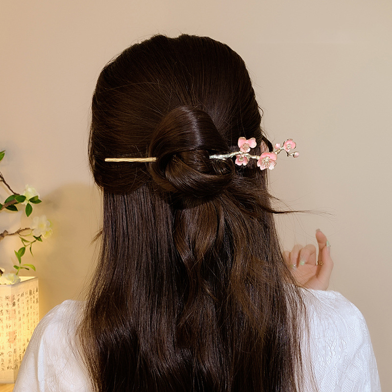 Palillos para el cabello de estilo chino Vintage, horquillas para mujeres y niñas, horquilla de flores, Clip para el cabello, tocado Hanfu, joyería, accesorios para el cabello