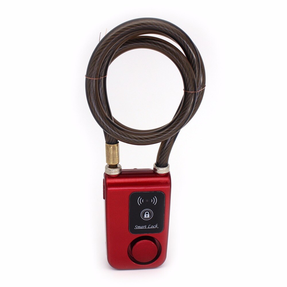 Bicycle Lock Anti-Lost Alarm Keyless Bike Motorcycle Gate Door Anti Theft Alarm 110dB Phone APP Control Bluetooth Smart Lock 0.2: Red