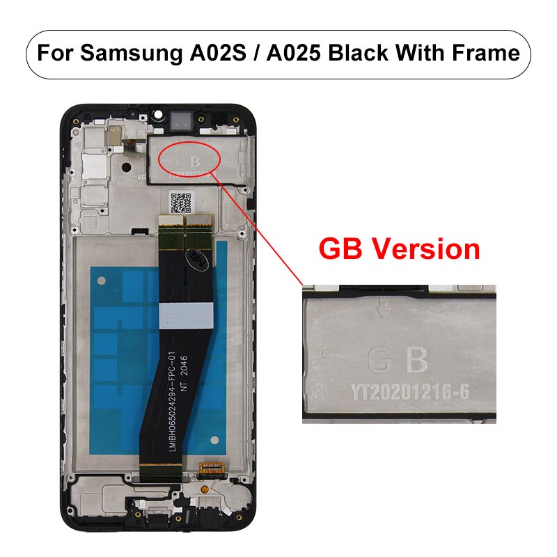 6.5" Original For Samsung Galaxy A02S Display SM-A025F/DS LCD Touch Screen Digitizer Display For Samsung A02S LCD SM-A025M/DS: With GB FRAME