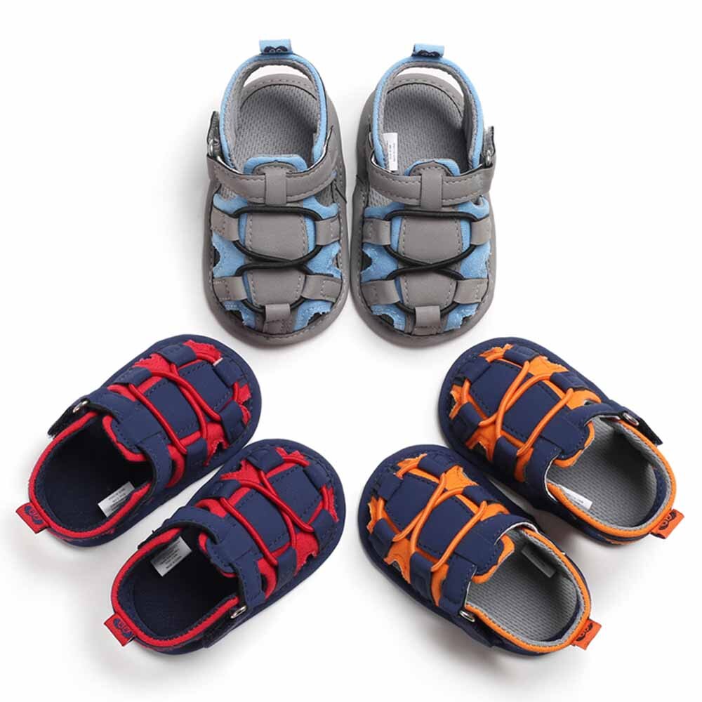 Summer Baby Boys Pu Leather Anti-Slip Breathable Sandals Mixed Color Shoes Toddler Soft Soled Garden Shoes Beach Shoes