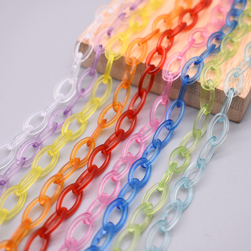 Cadeia Link acrílico transparente para fazer jóias, lagosta fecho correntes, achados links, óculos, 50cm de comprimento, 10 pcs, 50pcs
