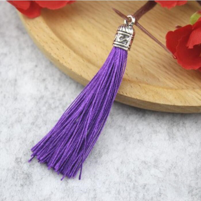 Rideau de bijoux avec pompon en argent, 10 pièces, accessoires de décoration pour vêtements, porte-clés, sac de téléphone portable, franges, garniture, sangles suspendues: Dark Purple