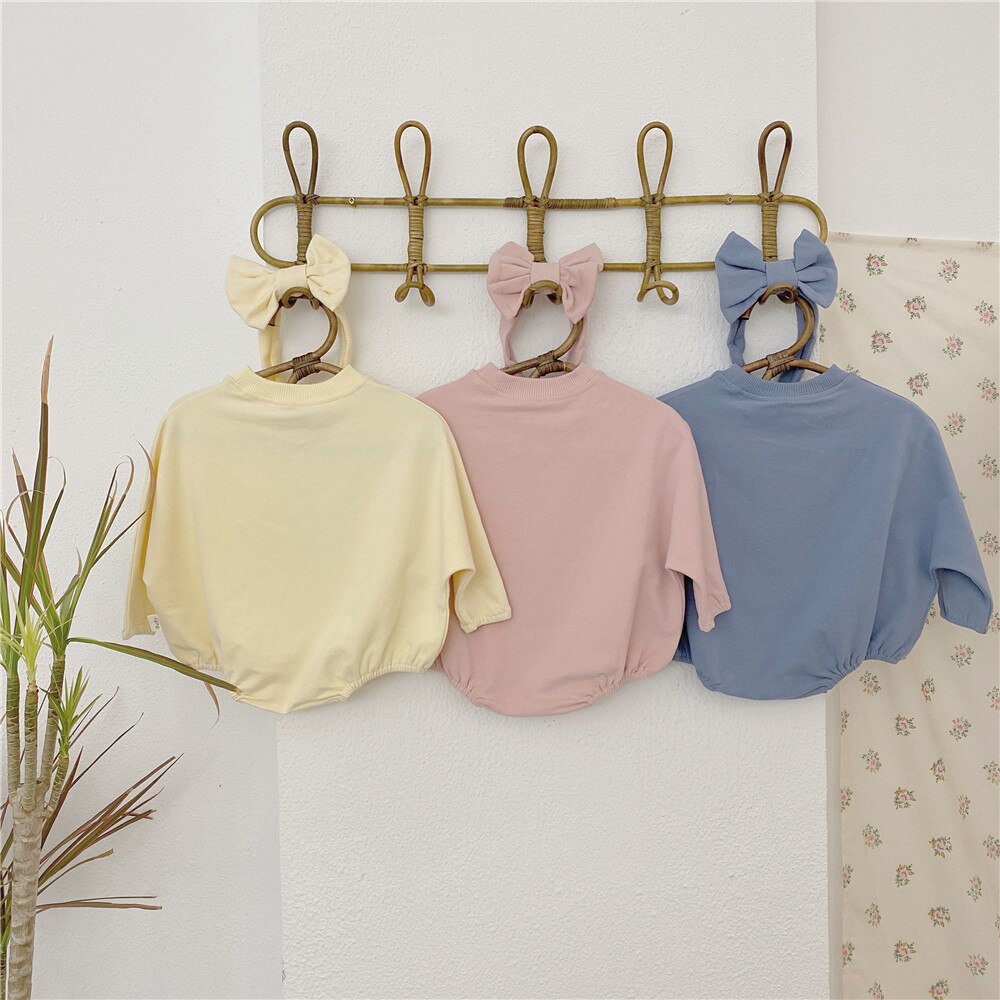 Milancel Baby Kleding Schattige Beer Patroon Baby Jongens Bodysuit Lange Mouwen Peuter Meisjes Jumpsuit Baby Hoofdband