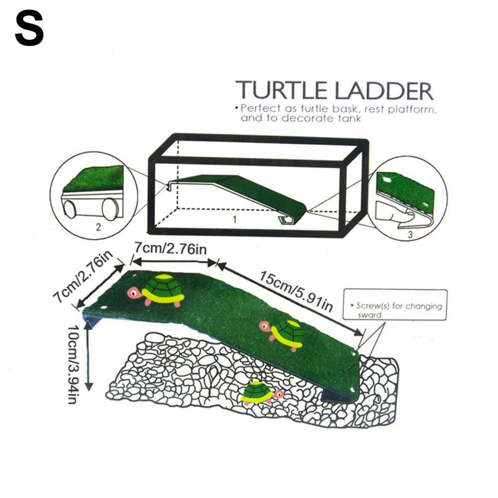 Escalera de escalada para Tortuga, plataforma de secado para reptiles, acuario, pecera, lagarto, césped simulado, paisajismo, decoración de Habitat
