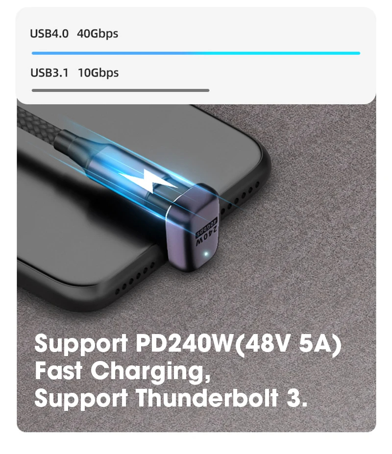 Usb 4.0 pd 240w 8k 60hz laturiliitin macbookille 40 gbps nopea usb c otg u-muotoinen suora kulma uros-naaras sovitin