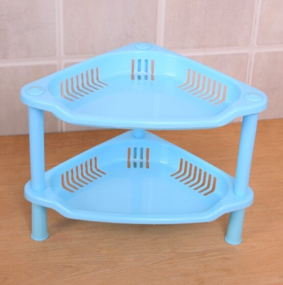 4 Layer PP dish rack kitchen organizer and storage White Hollow Bathroom Shower Sundries rack shelf room ZL304: small 2 layer blue