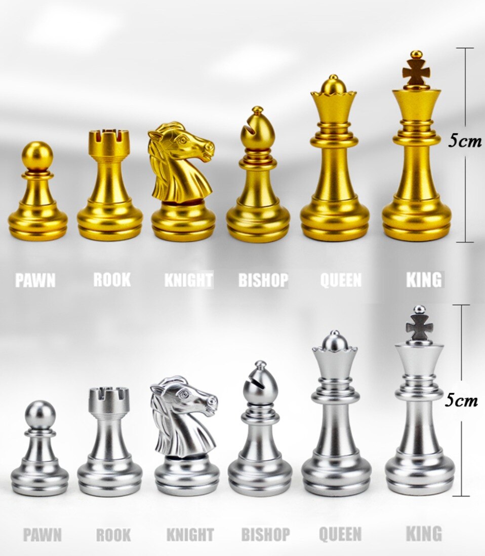 Medieval Chess Set With Chessboard 32 Gold Silver Chess Pieces Magnetic Board Game Chess Figure Sets szachy Checker