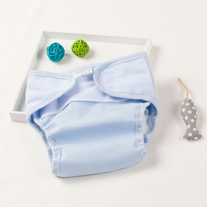 Mærke 1 stk baby bomuldsble bleerjusterbart tøj bukser vaskbar slik farve baby klud ble: Blå