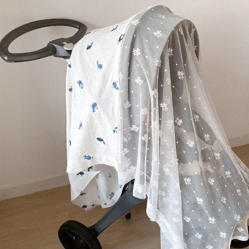 Funda para carrito de bebé transpirable de malla de red antimosquitos gasa parasol parabrisas cortina con filtro solar 130x100cm