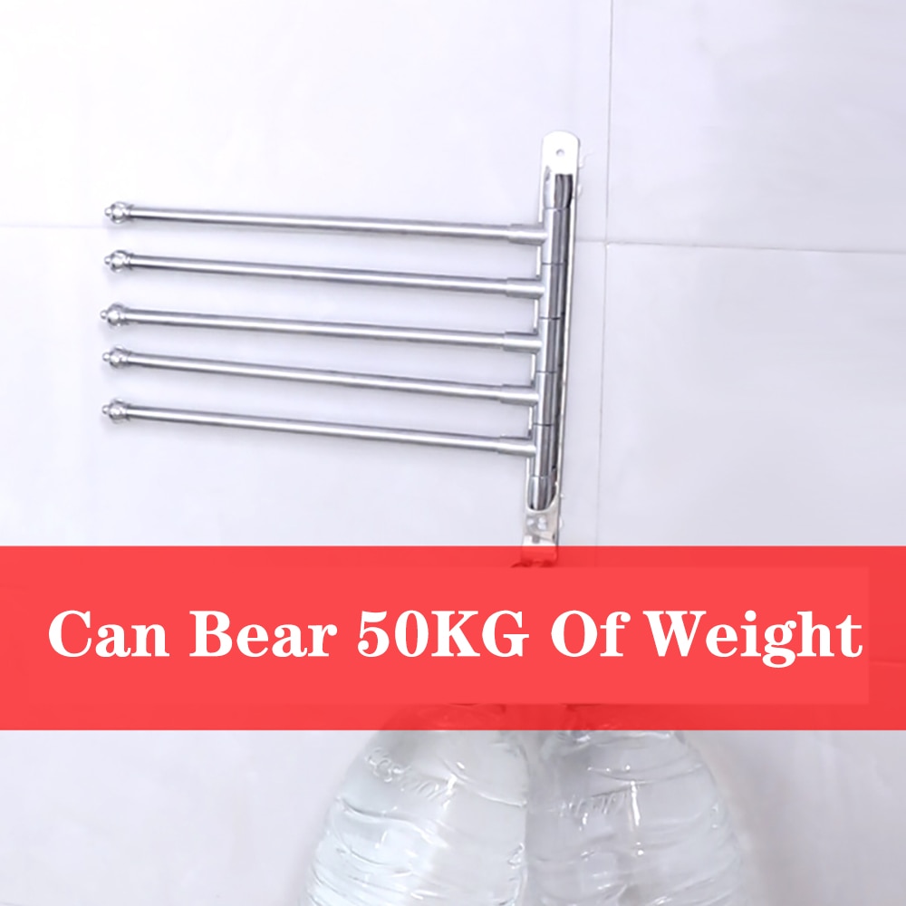 Rotatable Rod Towel Hanger Bar Punch-Free Stainless Steel Wall Shower Hanging Movable Holder Rack Bathroom Accessories 00TB0302