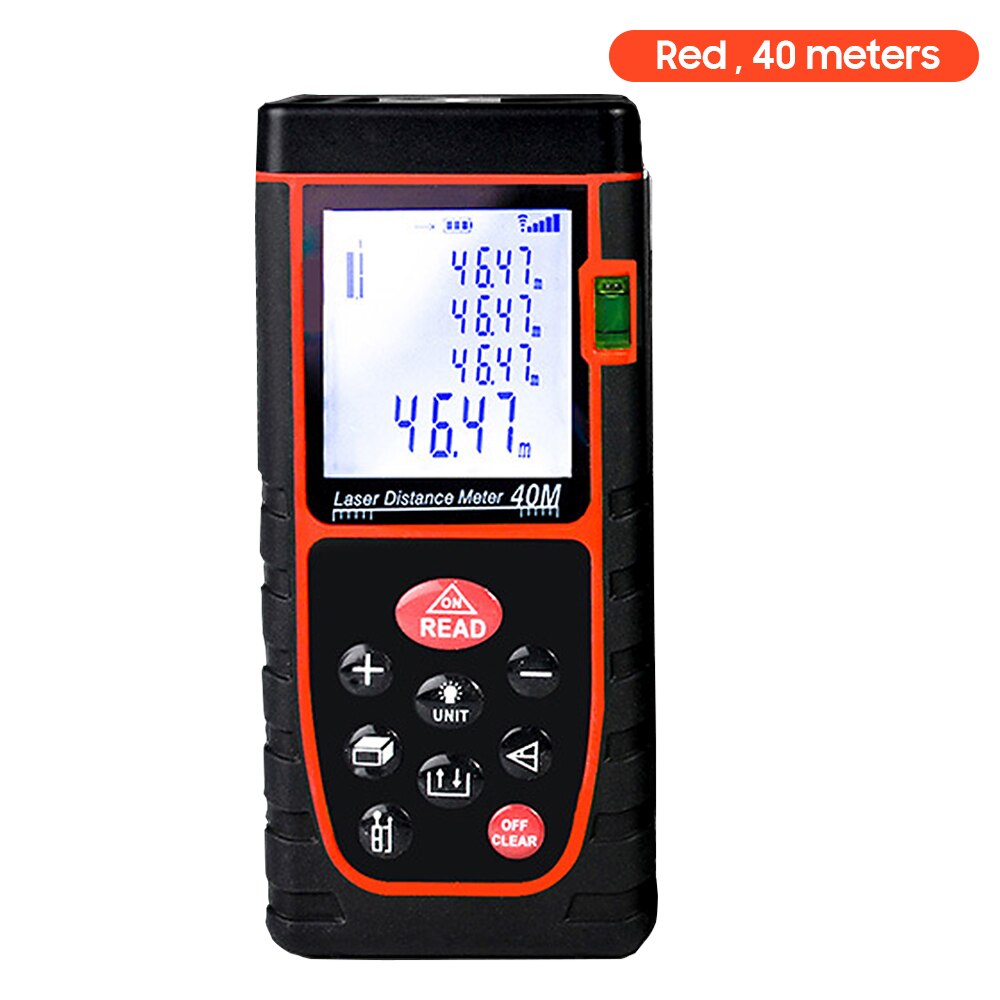 Handheld Digital Distance Meter Tool Diastimeter Area Rangefinder Data Storage Measurement Infrared Measuring Instrument: Red       40m