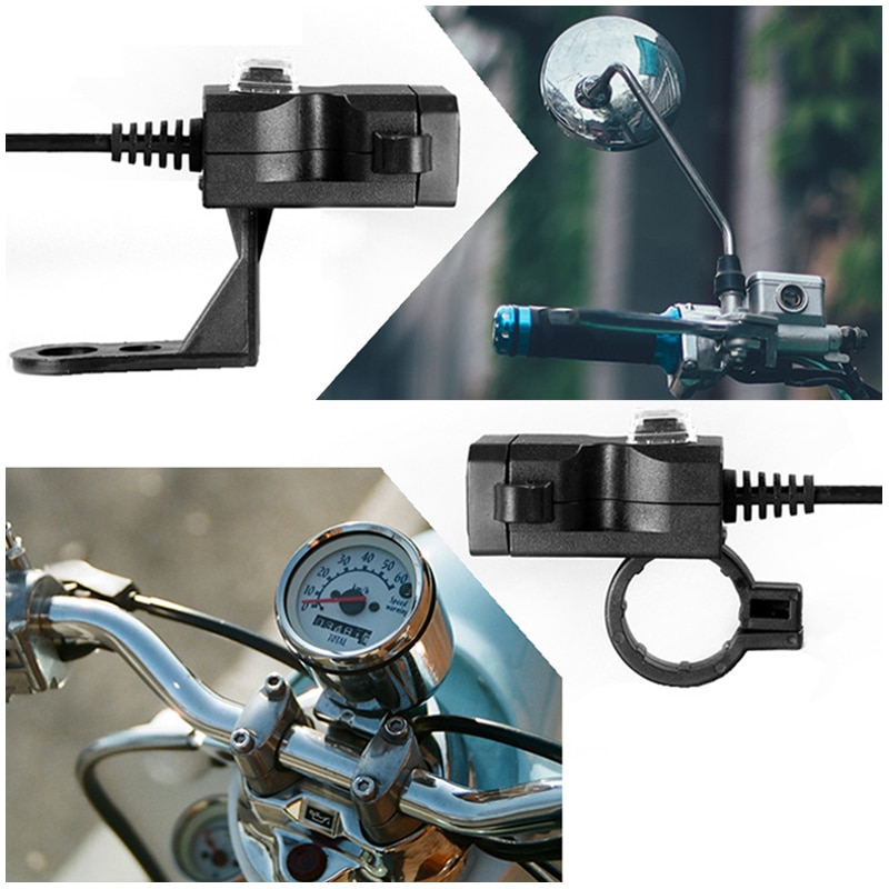 Motorcykel usb-port med switch vandtæt motorcykel 12v sokkel motorcykel styr telefonopladningsadapter