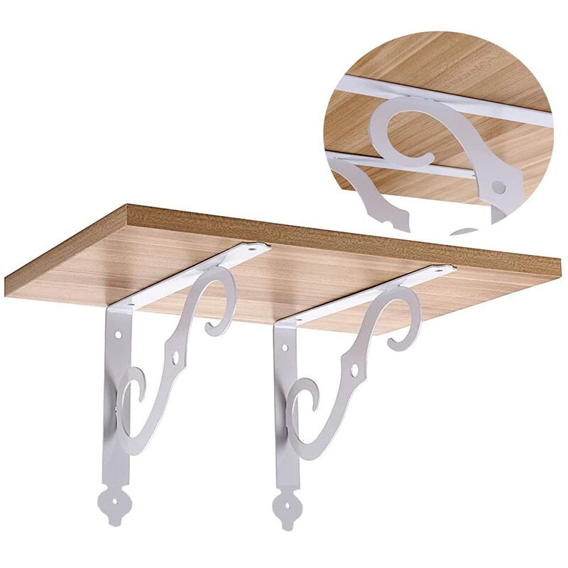 4-Pack Shelf Brackets, Wall Mounted Heavy Duty White Bracket for Shelves Corner, Support Corner Brace Joint (White)