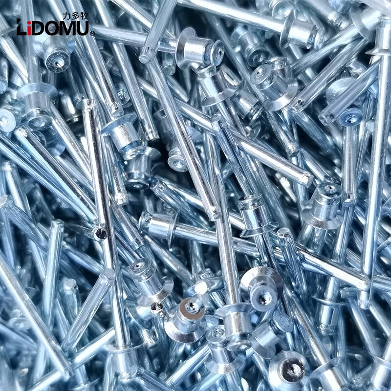 Remache ciego de acero al carbono, doble avellanado, chapado en zinc, único, 500 Uds.