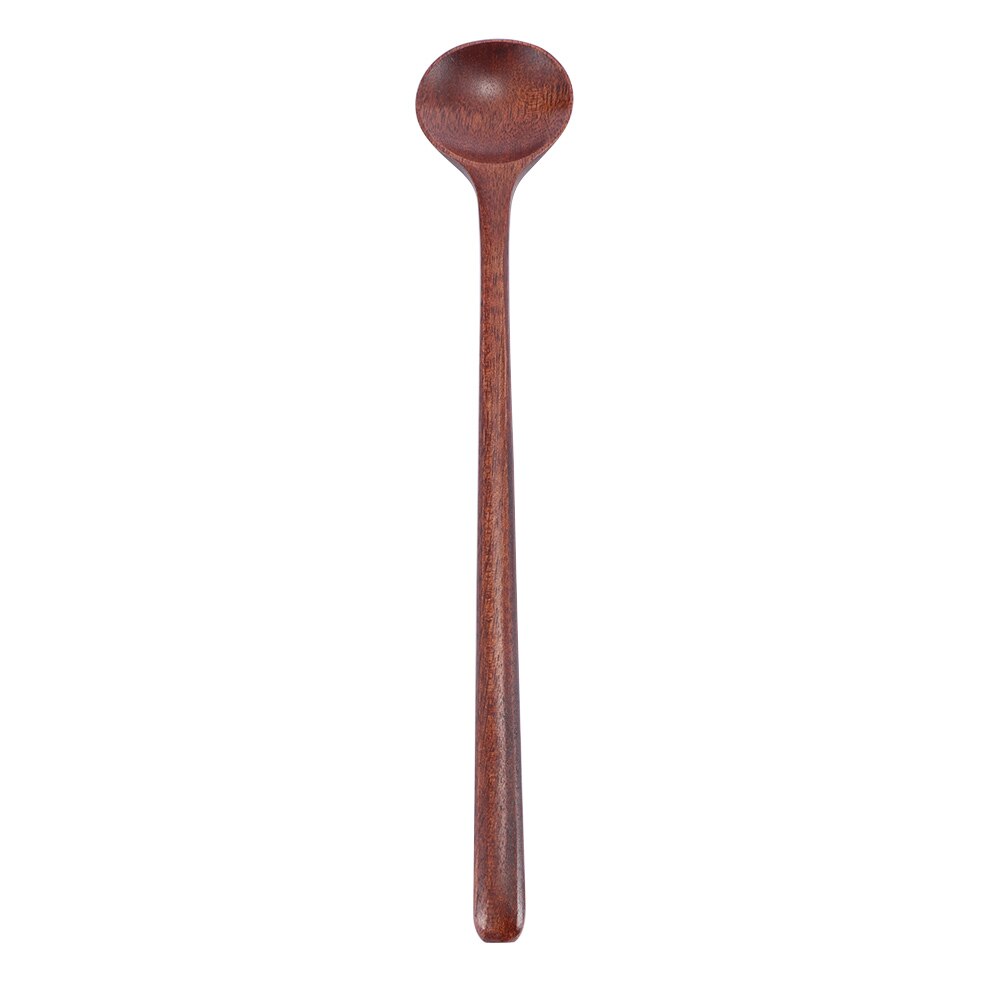1pc 28cm Long Handle Wooden Spoon Natural Wood Coffee Tea Spoons Lengthening Stirring Spoon: Default Title