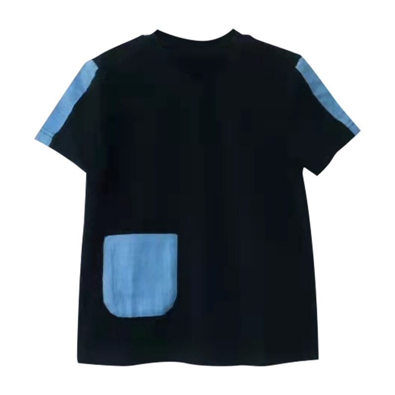 4 Tot 12 Jaar Kinderen Jongens Zomer Denim Blue Pocket Katoen Toevallige Tee Kinderen Jongen Mode Schouder Gestreepte Zwart T shirts Tops