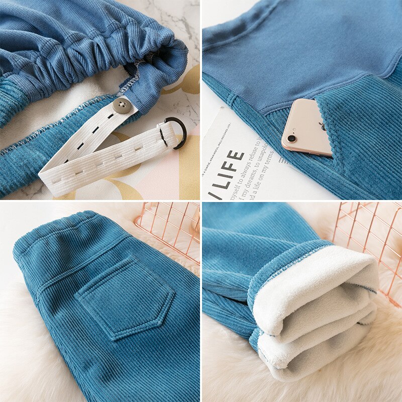 Winter Warm Velvet Maternity Pants Corduroy Pants For Pregnant Women Clothes Loose Thicken Abdominal Trousers Pregnancy Clothing