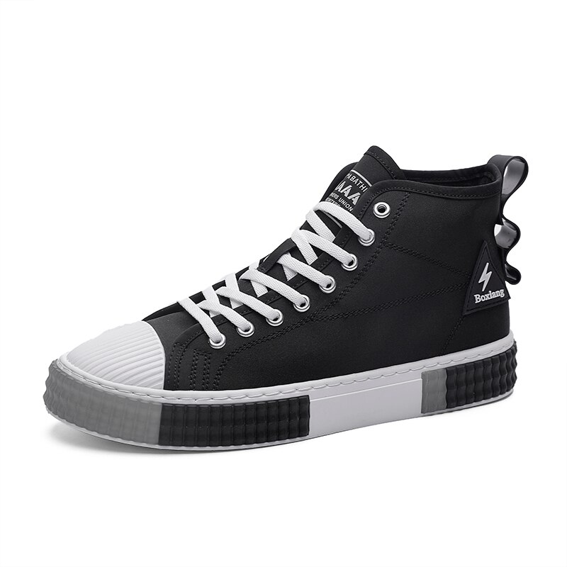 Merkki lenkkarit miesten korkeat vapaa-ajan kengät miehille tennarit trendi valoisat unisex kengät miesten trendi flats kengät zapatillas hombre: Musta / 7