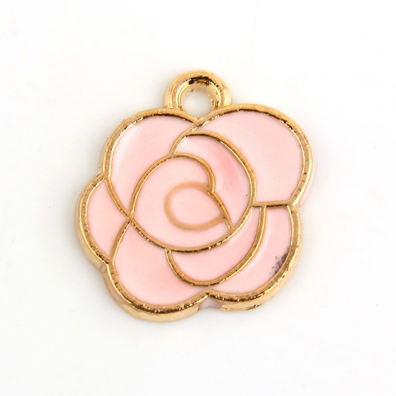 10 stücke Weiß Rosa Schwarz Emaille Rose Charm Anhänger Gold Farbe Legierung perlen Schmuck Finden: pink