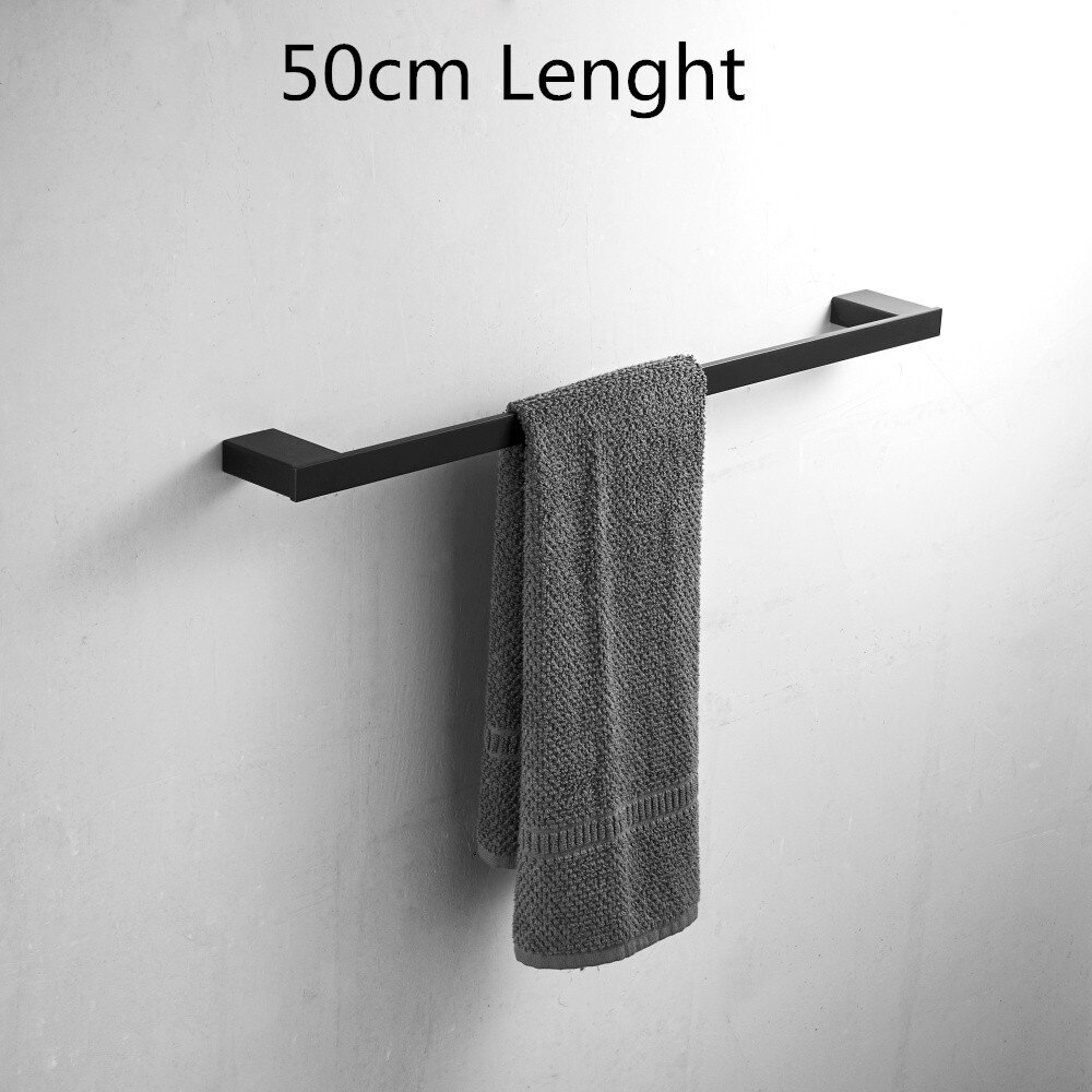 Matte Black Bath Hardware Sets Towel Rack Corner Shelf Paper Holder Towel Bar Stainless Steel Bathroom Hardware set: Towel bar 50cm