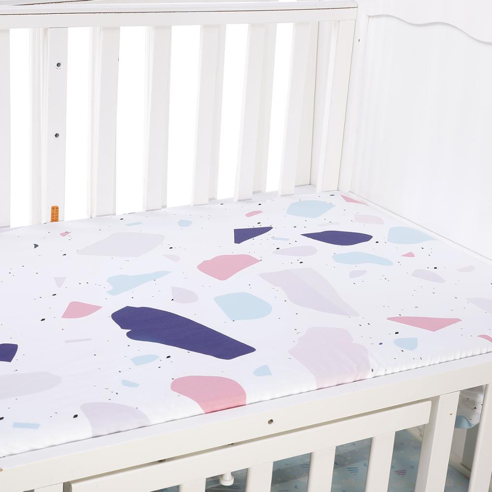 Baby seng madras dække blød beskytter tegneserie trykt nyfødt baby sengetøj til barneseng 100%  bomuld krybbe monteret ark størrelse 130*70cm: Zld 0007