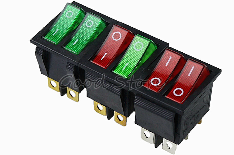 1PCS KCD8 6PIN 16A 250V 20A 125V Double Light Switch Rocker Switch Waterproof ON-OFF KCD6 Boat Power Switch