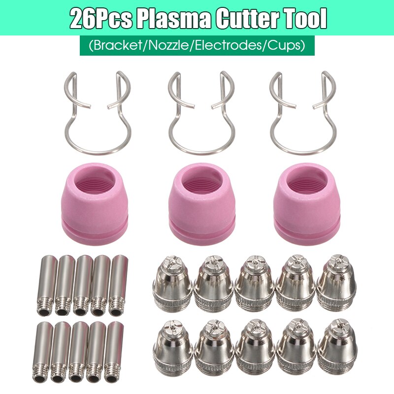 26Pcs Air Plasma Cutter Tips Consumables Extend Fit Soldering Iron Soldering Station for LTPDC2000 LTP5000D Welding Torch