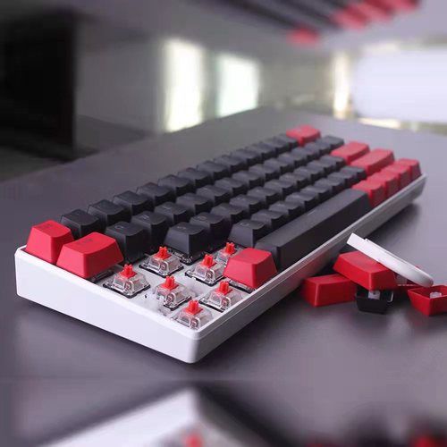 61 key PBT Keycap Red and black Double Color Backlight Keycaps Universal Column For Ikbc Cherry MX Annie Mechanical Keyboard: Default Title