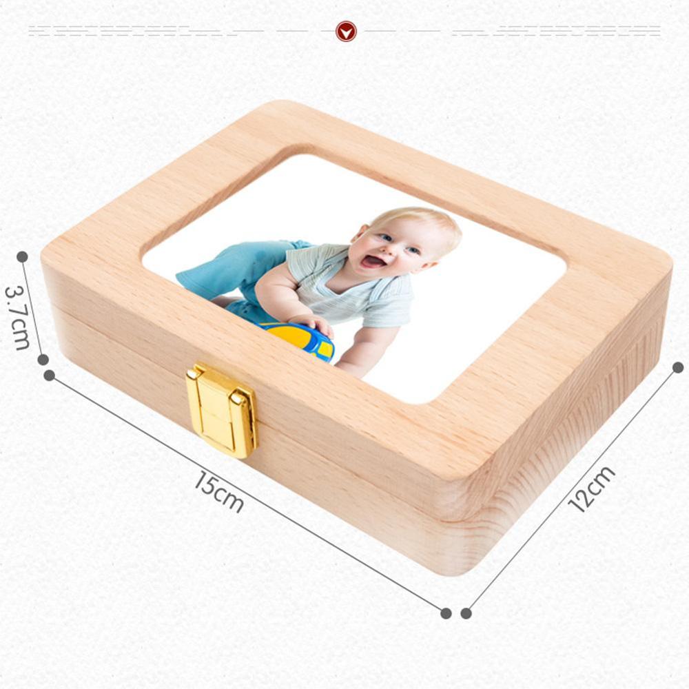 Wooden Photo Frame Fetal Hair Deciduous Tooth Box Organizer Milk Teeth Storage Umbilical Lanugo Save Collect Baby Souvenirs