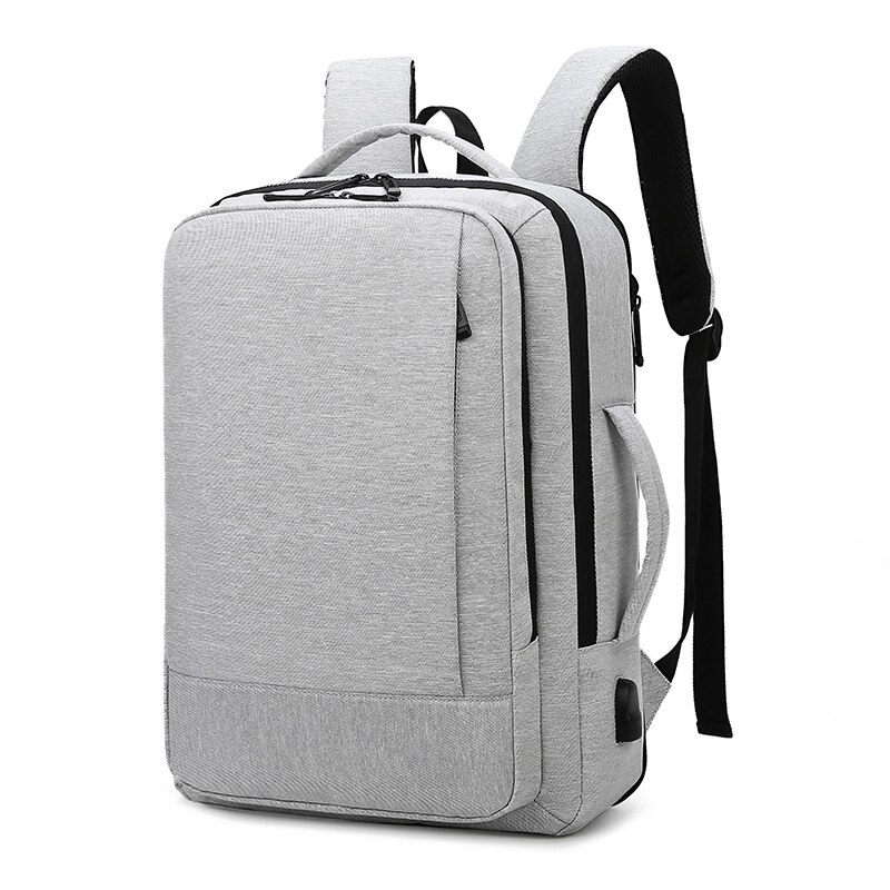 Tredobbelt lag stor kapacitet mænds rygsæk rejsetaske stof mænds store rygsæk luksus afslappet business laptop taske: Grå