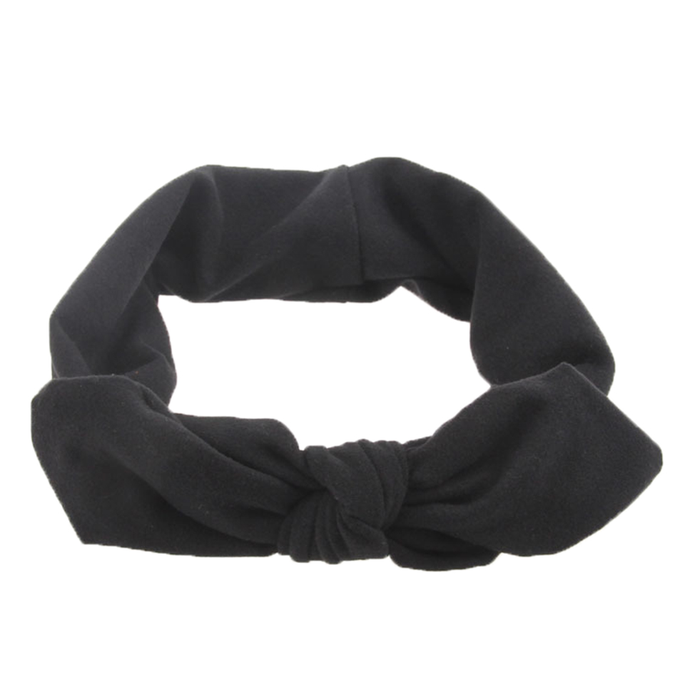Diadema elástica con lazo de conejo para mujer, turbante con nudo, diademas para mujer, accesorios para el cabello para mujer: Negro