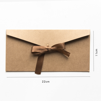 Lot de 5 pièces, belle enveloppe en papier Kraft avec ruban, lot d'invitation w41, noir, rouge, bleu, 250g: craft L