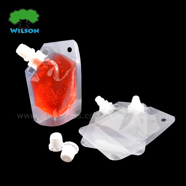 Doypack-Bolsa de almacenamiento de alimentos para mascotas, contenedor transparente de 50-250ML con boquilla, para salsa, bebida, escurridor, 20 unids/lote: STC-50
