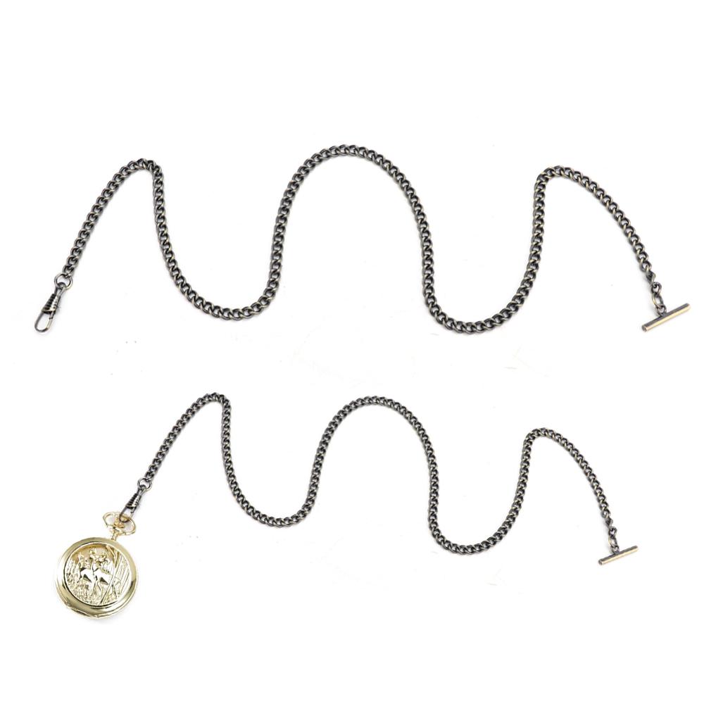 65cm lengde retro t-stang lommeur kjede anheng holder metall lommeur tilbehør gull sølv bronse farge klokke kjede