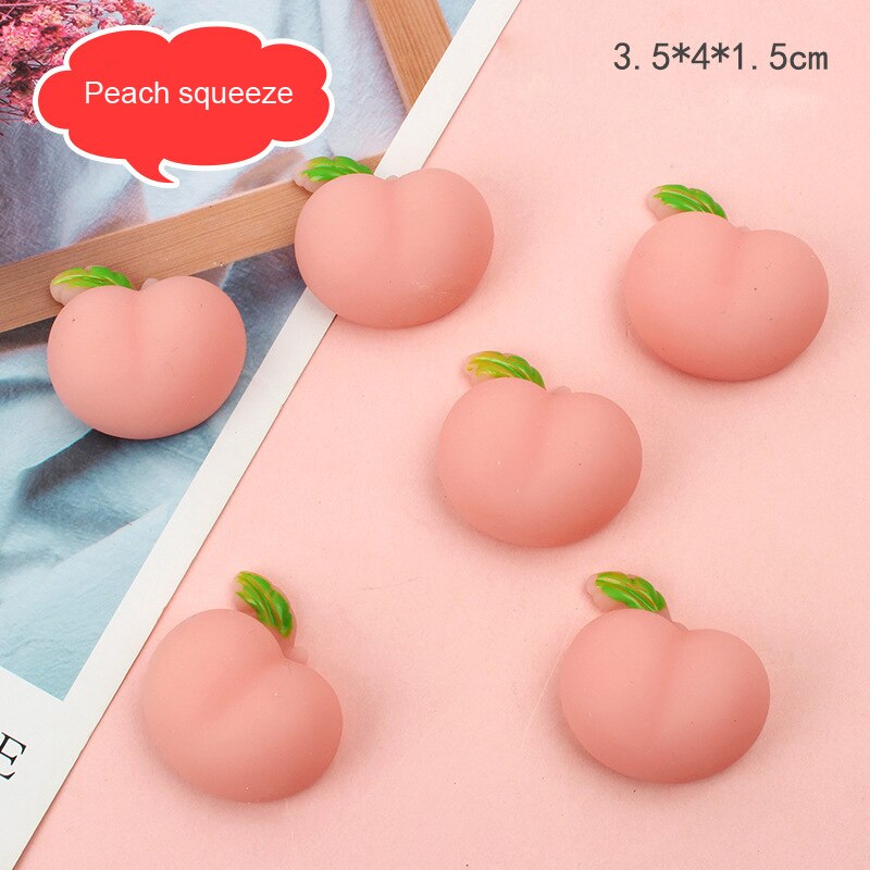 2 pz pesca culo cartone animato cane maiale anatra Squishy spremere Fidget giocattolo decompressione decorazioni fai da te auto paraurti adesivo porta giocattoli antistress: 3PCS Peach