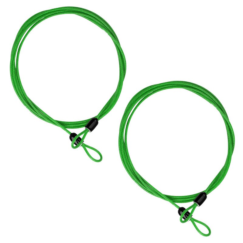 2pcs Bicycles Safety Cable Lock PVC Braided Steel Coated Double Loop Lightweight Security Cable Lock Bike Tolls Safety Wire: Green