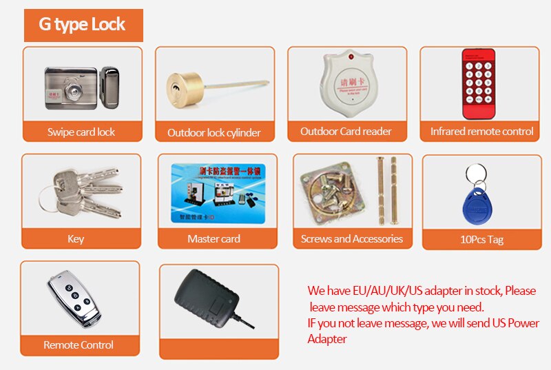 1000, cerradura electrónica para usuarios con desbloqueo remoto, con tarjeta RFID inteligente, Kit de hogar, sistema de seguridad, sistema de Control de acceso: G type