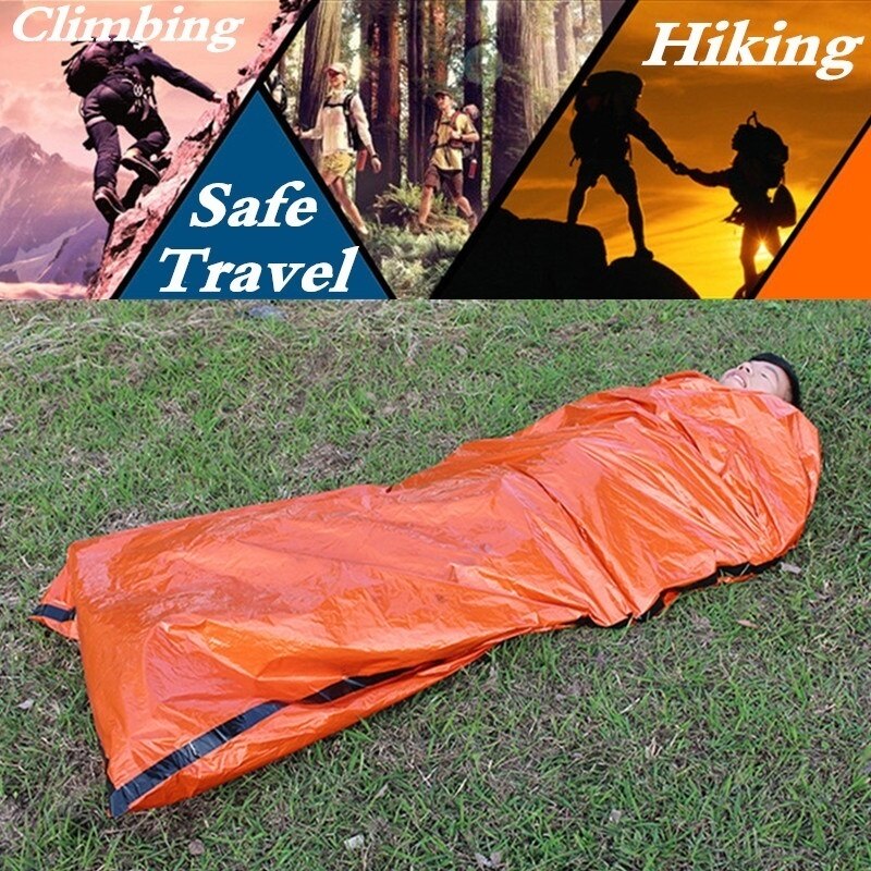 Praktische Faltbare Folie Thermische Raum Erste Hilfe Notfall Überleben Schlafsack Decke Wandern Camping Outdoor Sport Getriebe Orange