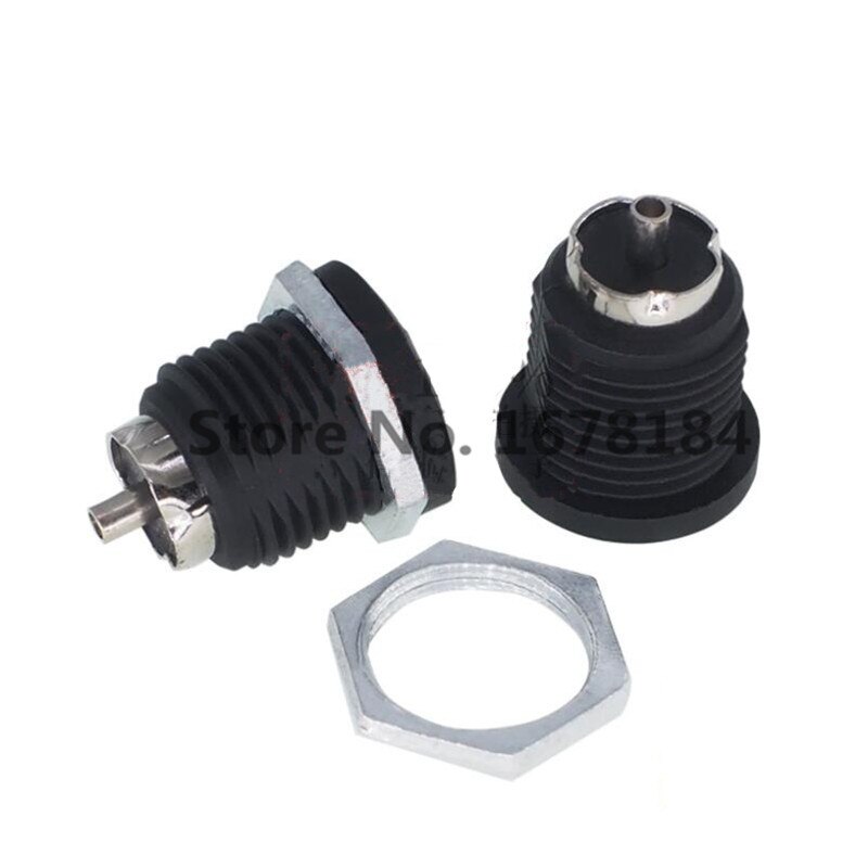 10-Pack 5.5mm X 2.1mm DC Power Socket Jack - Panel Mount With Screw Nut, 3A, Copper Connector