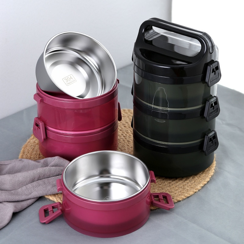 Roestvrij Staal Thermische Lunch Bento Box Voor Office Student Draagbare Multi Layer Picknick Voedsel Container Lekvrij Thermos Lunchbox