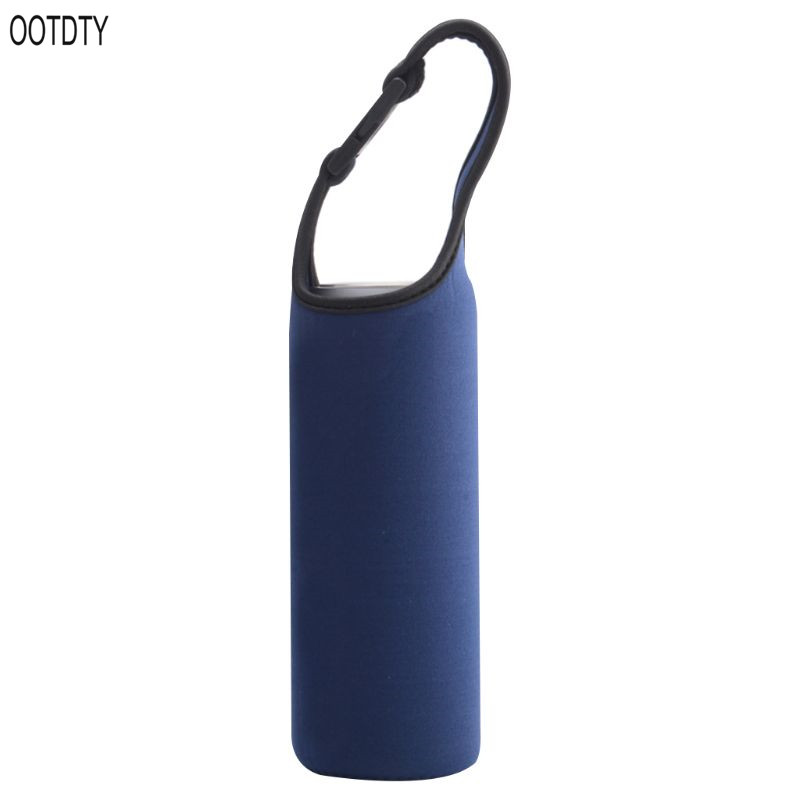 Funda con aislamiento térmico para botella de agua, funda aislante portátil, bolsa de transporte al aire libre con hebilla a presión para 500ML de diámetro, 6-8cm: Azul oscuro